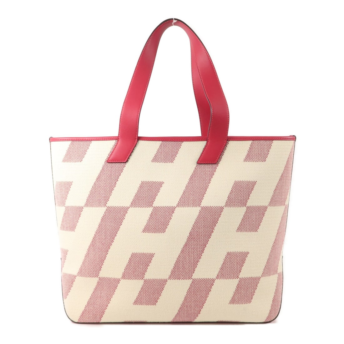 Hermes Biais 40 canvas tote bag Framboise: Hermes Biais 40 canvas tote bag Framboise Hermes Biais 40 tote bag in canvas with a Framboise and beige colorway. Made in France, this women's tote includes storage bags and is noted in AB very good c
