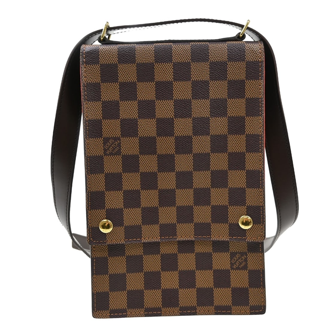 Louis Vuitton Portobello Damier Shoulder Bag Brown N45271 VI0071: Louis Vuitton Portobello Damier Shoulder Bag Brown N45271 VI0071 Vintage Louis Vuitton Portobello shoulder bag in Damier canvas and leather with an Ebene colorway. This medium shoulder bag features a 
