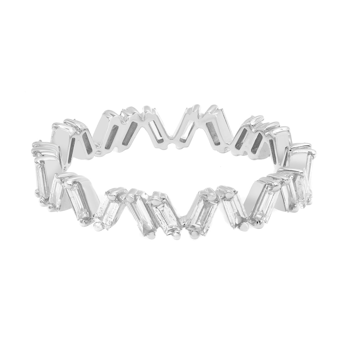 Rachel Koen 14K White Gold Baguette Diamond Band Ring 0.69ctw Size 6.25: Rachel Koen 14K White Gold Baguette Diamond Band Ring 0.69ctw Size 6.25 Illuminate your style with this exquisite 14K white gold band ring by Rachel Koen. Featuring a stunning array of 25 baguette cut
