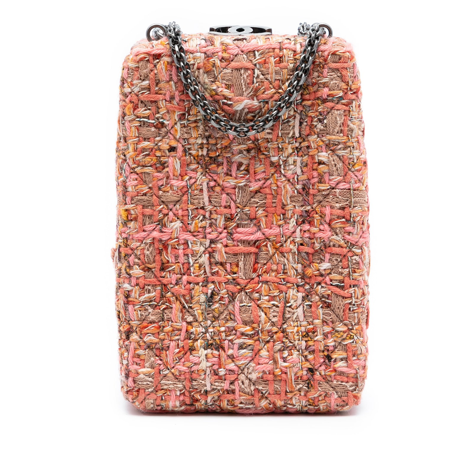 Chanel Pink Tweed CC Chain Vertical Box Crossbody Bag (1 of 8)