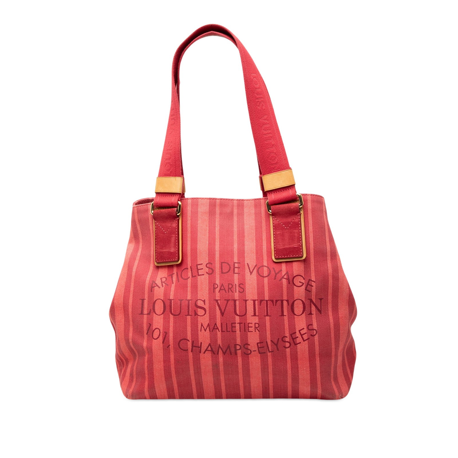 Louis Vuitton Plein Soleil Cabas PM Red Canvas Tote: Louis Vuitton Plein Soleil Cabas PM Red Canvas Tote Louis Vuitton Plein Soleil Cabas PM tote bag in red fabric with flat straps, an open top with hook closure, and an interior zip pocket. Condition