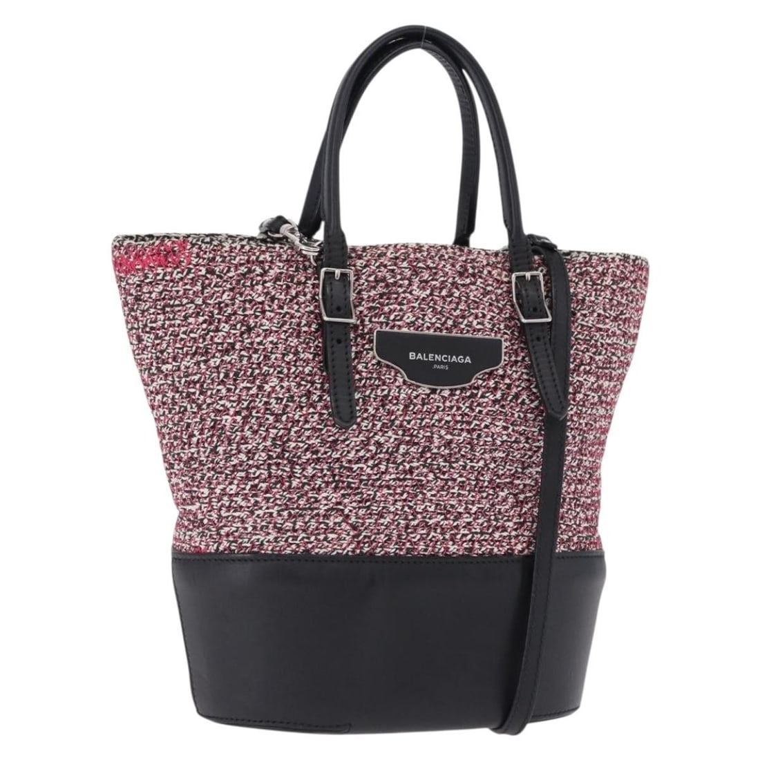 Balenciaga 410790 canvas 2way handbag red black with shoulder strap: Balenciaga 410790 canvas 2way handbag red black with shoulder strap Balenciaga 2-way handbag in red and black canvas with top handles and a removable shoulder strap. Made in Italy, this women's bag sh