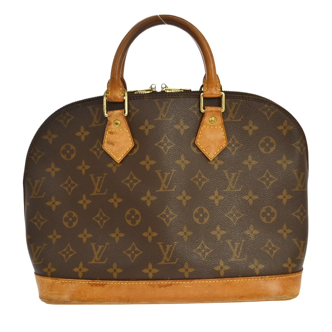 Louis Vuitton Alma M51130 Monogram Canvas Handbag BA0010: Louis Vuitton Alma M51130 Monogram Canvas Handbag BA0010 Vintage Louis Vuitton Alma handbag in Monogram canvas with leather trim, featuring a zip closure, double handles, and a medium size profile. Th