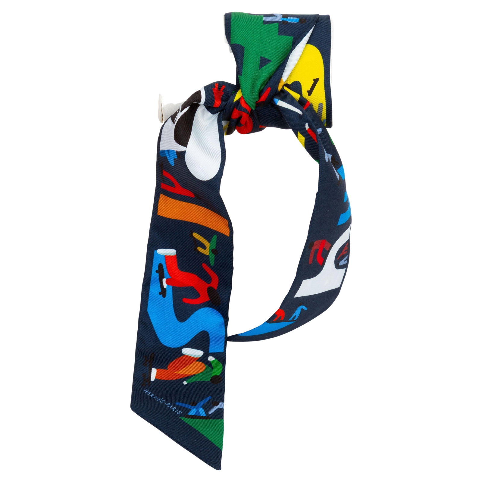 Hermes Figures Libres silk Twilly scarf blue (1 of 4)