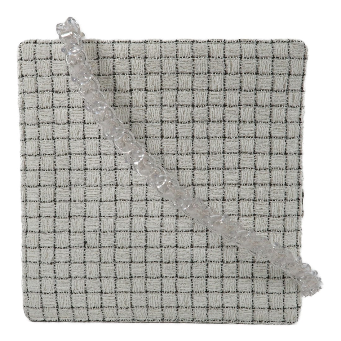 CHANEL CC SHW Tweed Shoulder Bag White with Hologram Guarantee: CHANEL CC SHW Tweed Shoulder Bag White with Hologram Guarantee White tweed Chanel CC shoulder bag for women with a structured silhouette and interior zip pocket. Includes a hologram sticker and guaran