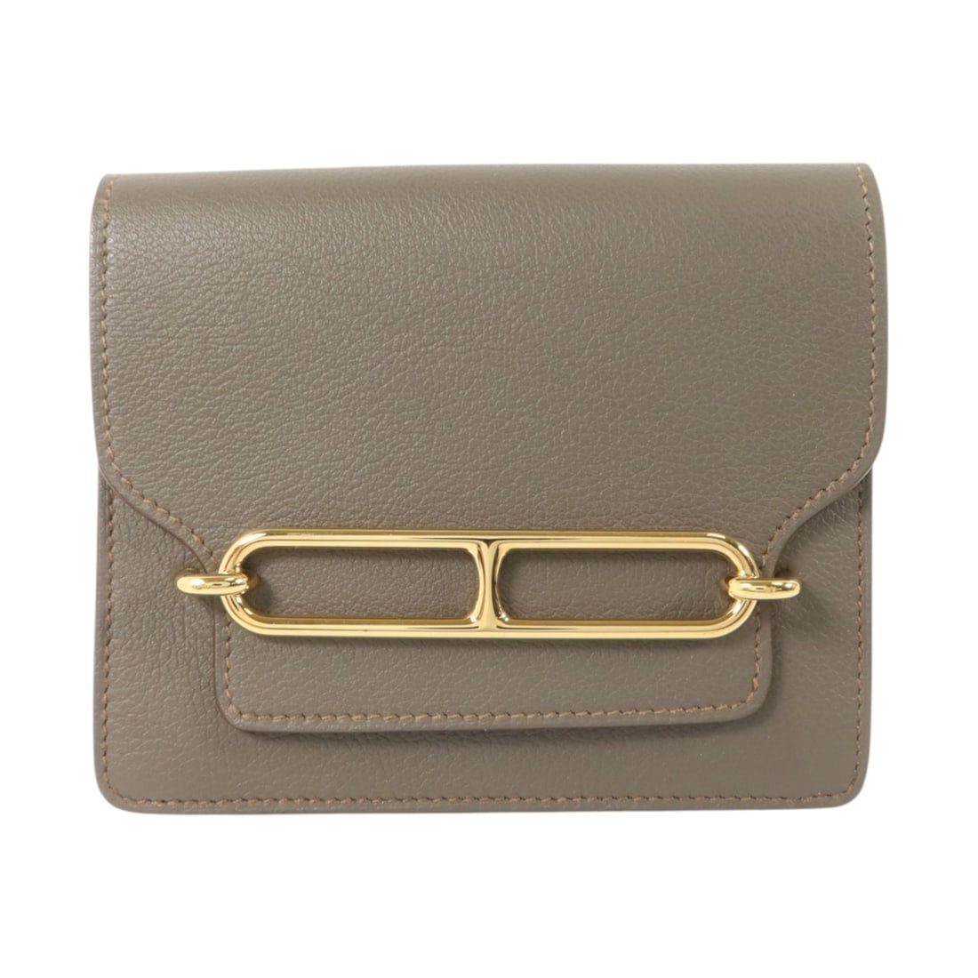 Hermes Roulis Slim bifold wallet in Gris Meyer Evercolor calfskin: Hermes Roulis Slim bifold wallet in Gris Meyer Evercolor calfskin Hermes Roulis Slim coin case wallet in Gris Meyer Evercolor leather with a bi-fold design and two card slots. Made in France, this wom