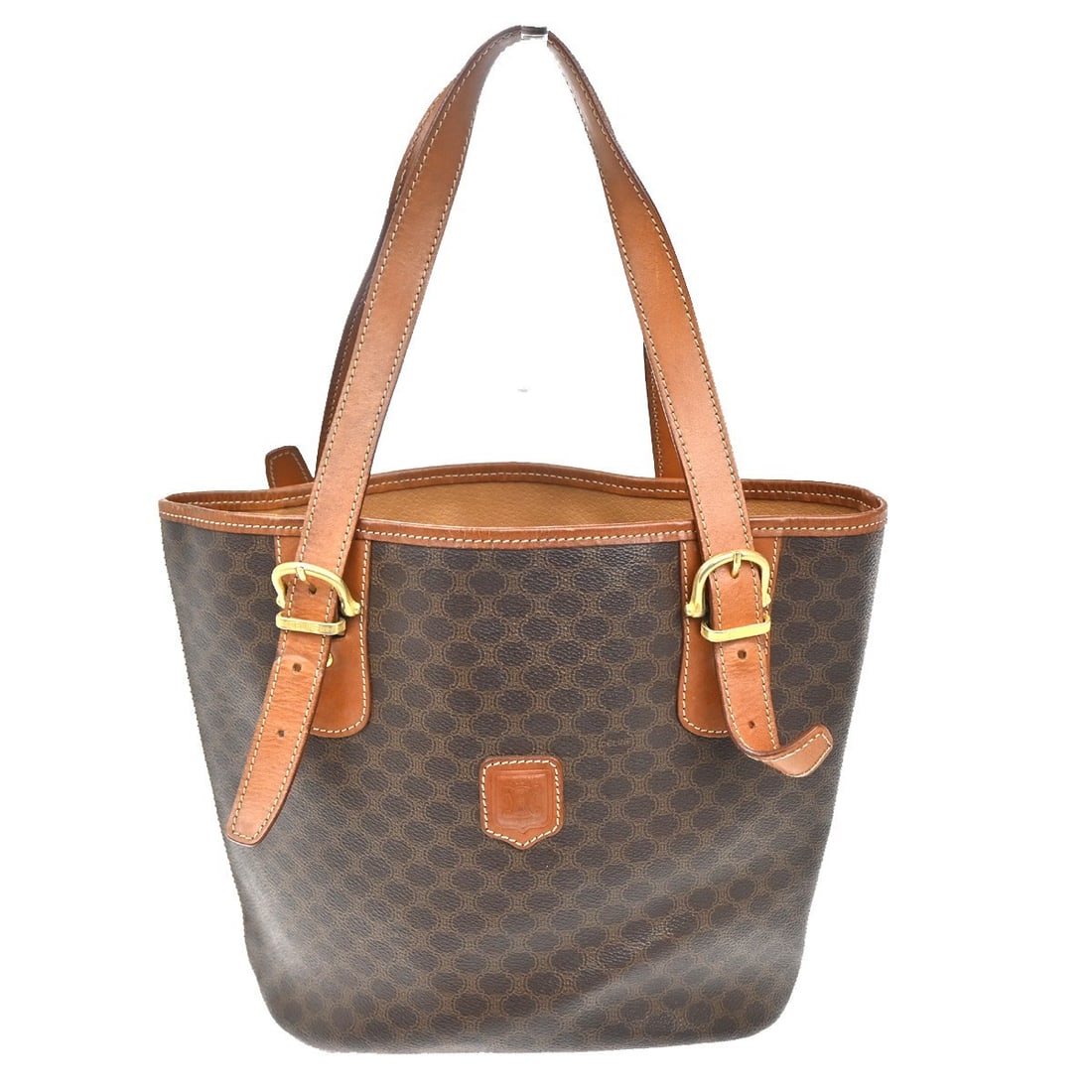 Celine Macadam Vintage Brown Canvas and Leather Tote Purse: Celine Macadam Vintage Brown Canvas and Leather Tote Purse This Celine Vintage Macadam Tote bag features a stylish brown canvas exterior with leather accents. Designed for women, it showcases classic 