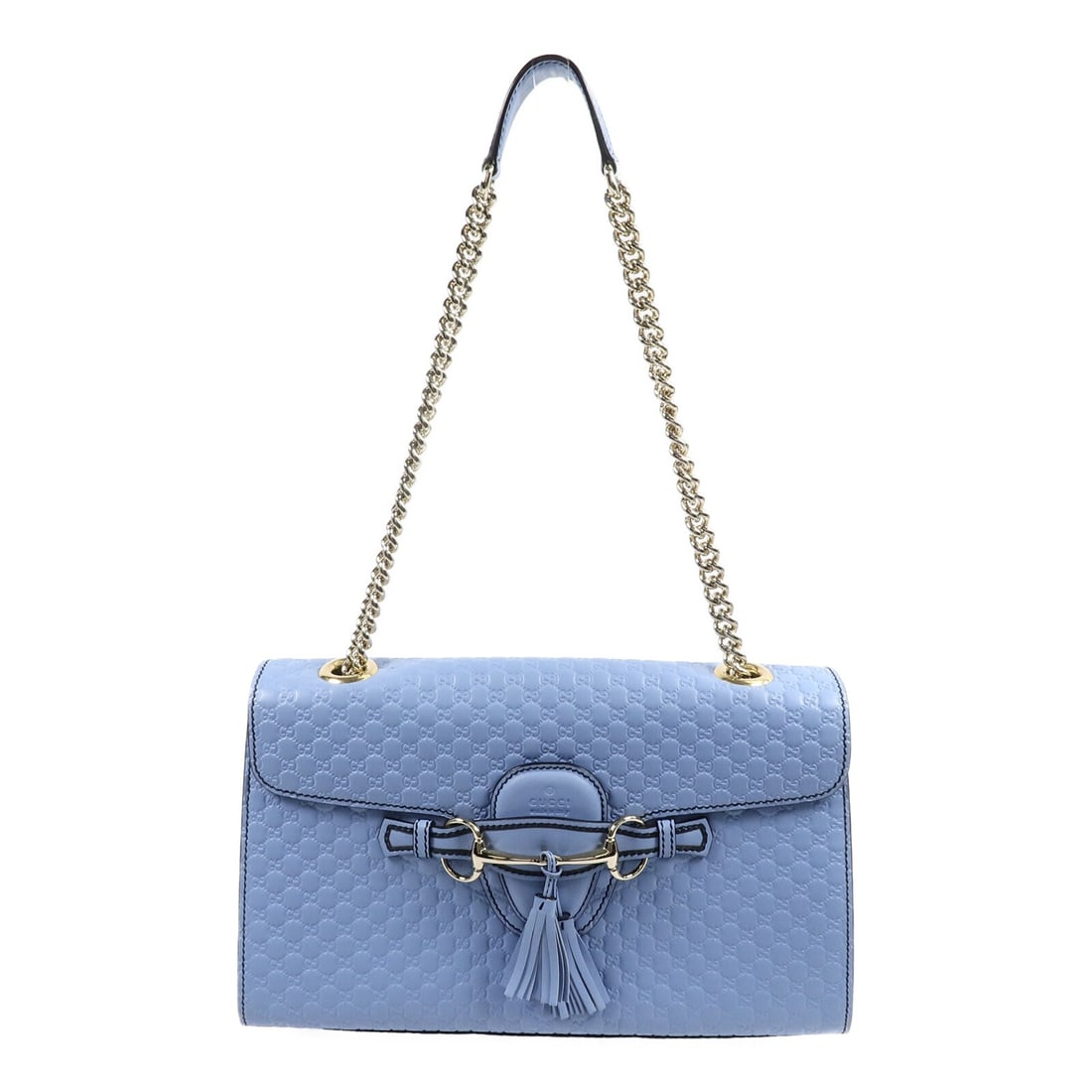 GUCCI Emily Medium Shoulder Bag 449635 Blue Calfskin Chain Strap (1 of 16)