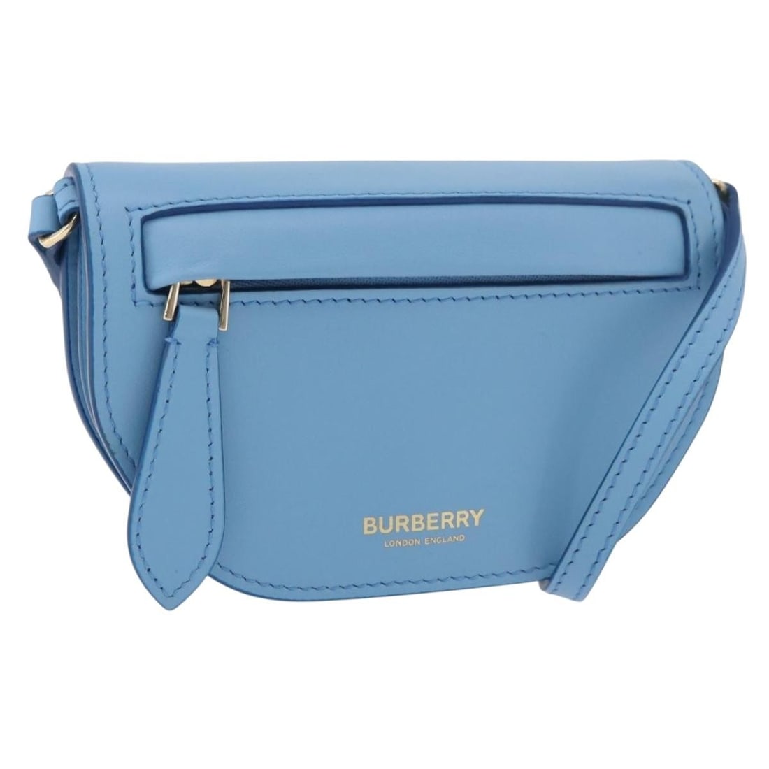 Burberry Leather Shoulder Bag Light Blue Gold Tone Italy: Burberry Leather Shoulder Bag Light Blue Gold Tone Italy Burberry shoulder pouch bag in light blue leather with gold-tone accents. Made in Italy, this women's shoulder bag includes the dust bag and it