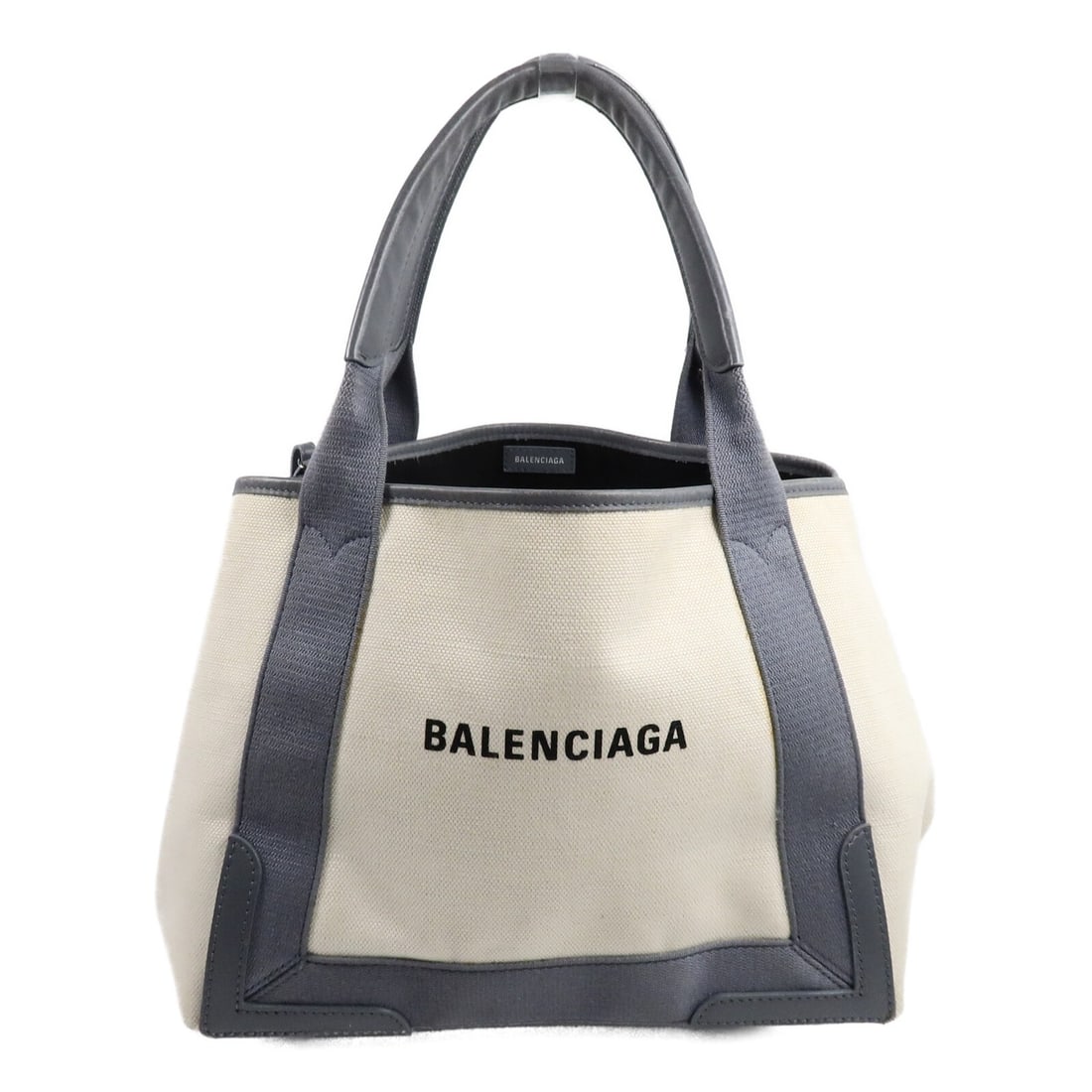 Balenciaga 339933 Cabas Canvas Shoulder Tote Gray with Pouch: Balenciaga 339933 Cabas Canvas Shoulder Tote Gray with Pouch Balenciaga Cabas tote shoulder bag in gray canvas with silver-tone hardware. This women's shoulder bag includes a pouch and shows reasonabl