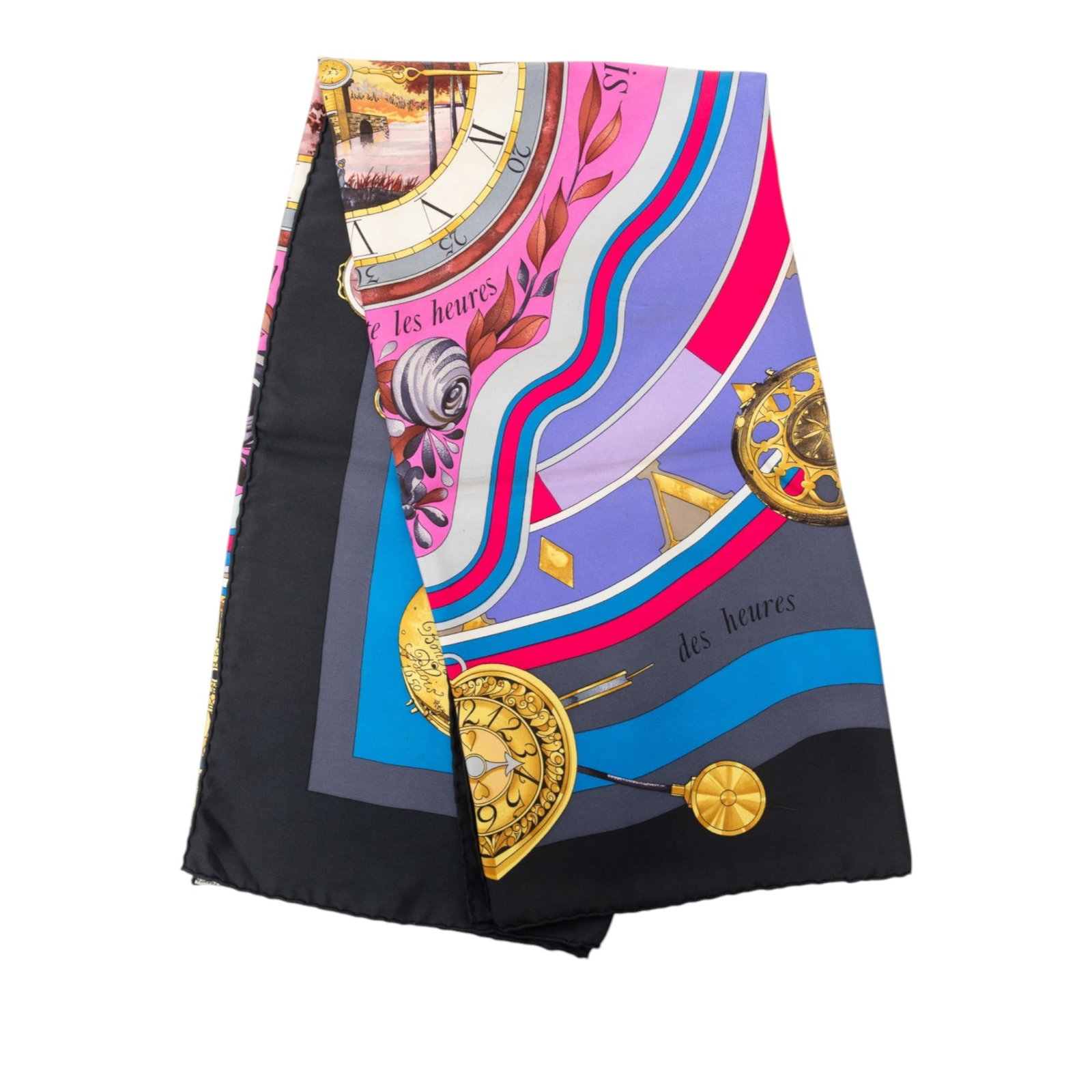 Hermes La Ronde des Heures 90 silk scarf black (1 of 10)