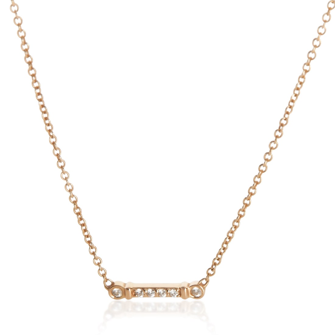 Tiffany & Co. Fluer De Lis Bar Necklace 18k Rose Gold Diamond: Tiffany & Co. Fluer De Lis Bar Necklace 18k Rose Gold Diamond Pre-owned Tiffany & Co. Fleur De Lis Bar necklace in rose gold, accented with diamond details. This women's necklace features a spring rin