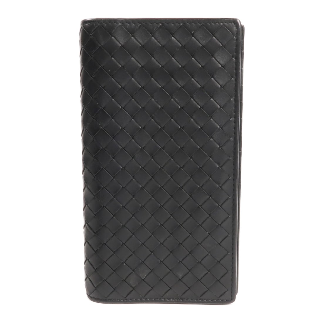 Bottega Veneta Intrecciato Leather Bifold Wallet Black: Bottega Veneta Intrecciato Leather Bifold Wallet Black Bottega Veneta long bifold wallet crafted in black Intrecciato leather. This unisex wallet features a structured bifold design with multiple comp