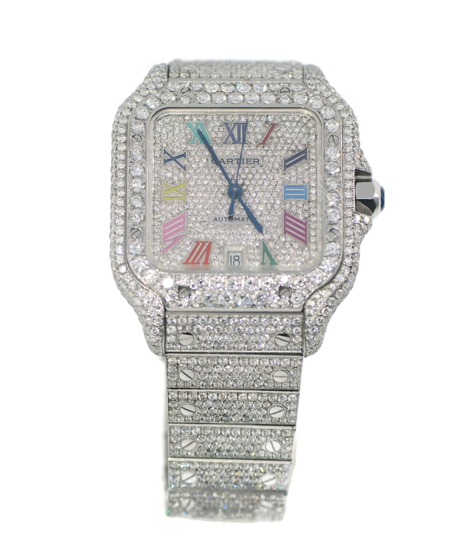Cartier Santos Diamond Watch WSSA0018 Stainless Steel 20ct Custom (1 of 5)