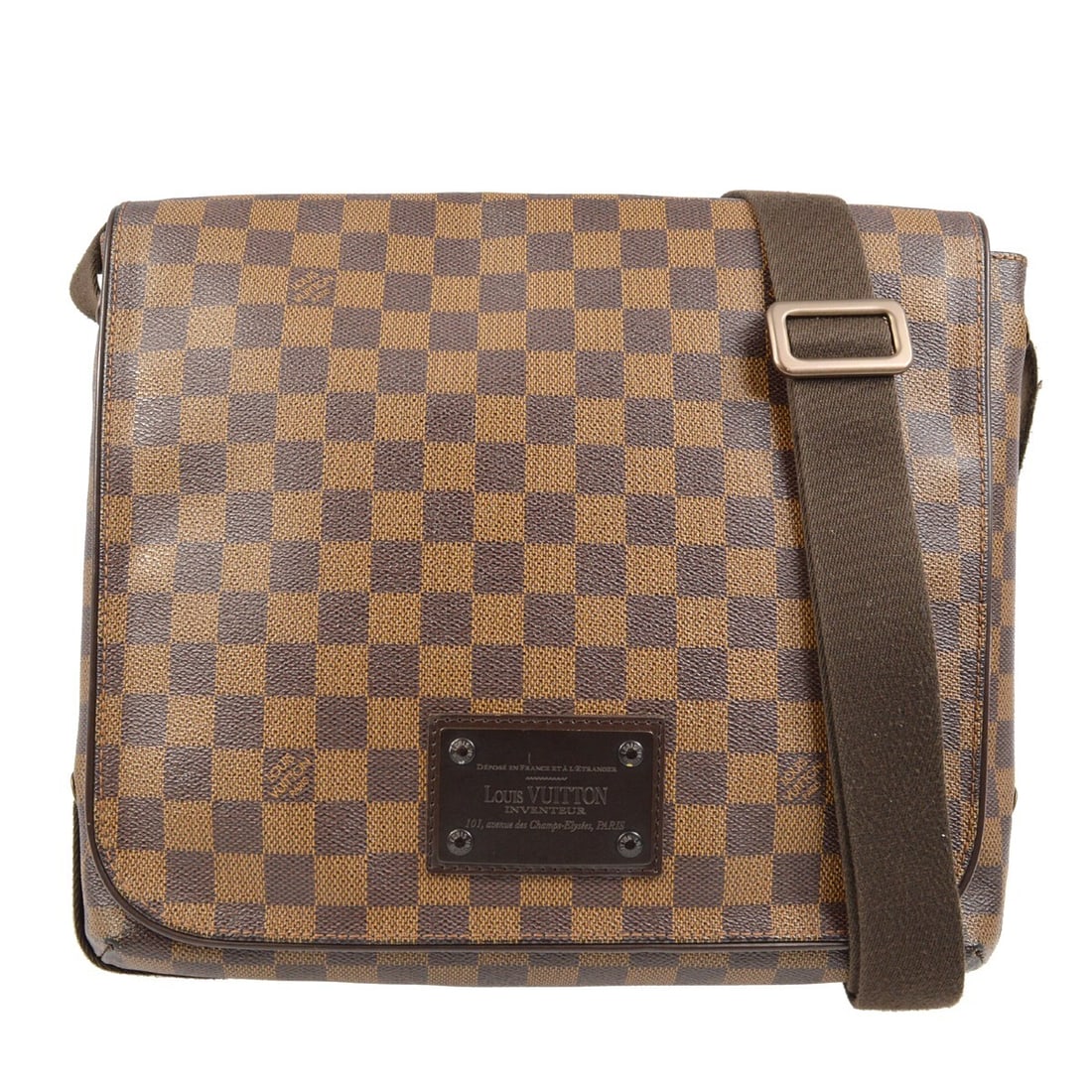 Louis Vuitton Brooklyn MM Damier Canvas Shoulder Bag Brown N51211: Louis Vuitton Brooklyn MM Damier Canvas Shoulder Bag Brown N51211 Louis Vuitton Brooklyn MM shoulder bag in Damier canvas with leather strap and brown lining. This medium shoulder bag features an Eben