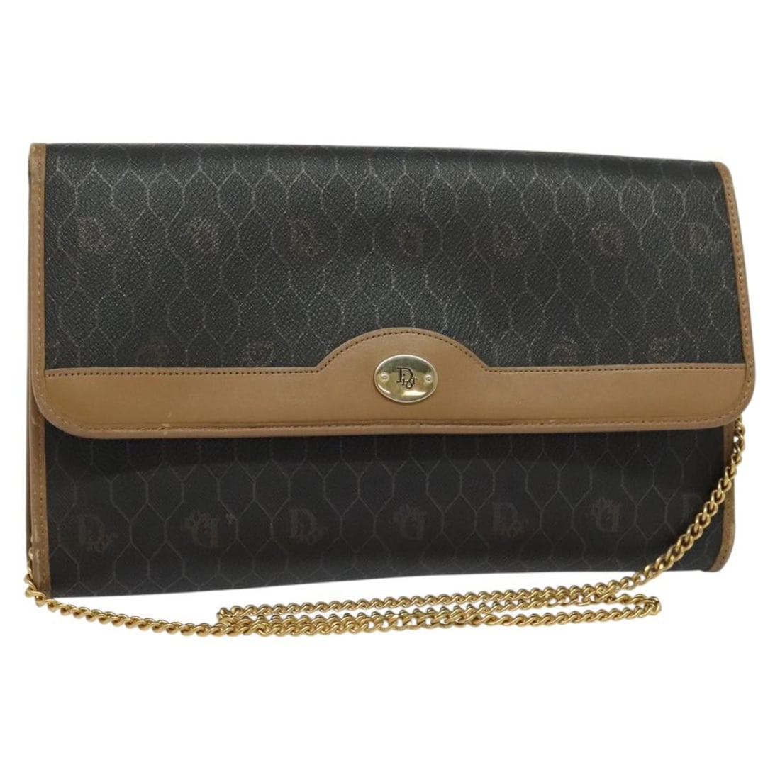 Christian Dior Vintage Honeycomb Chain Shoulder Bag Black Canvas: Christian Dior Vintage Honeycomb Chain Shoulder Bag Black Canvas Vintage Christian Dior Honeycomb chain bag in black canvas. This women's bag is made in France and remains in good overall condition, s
