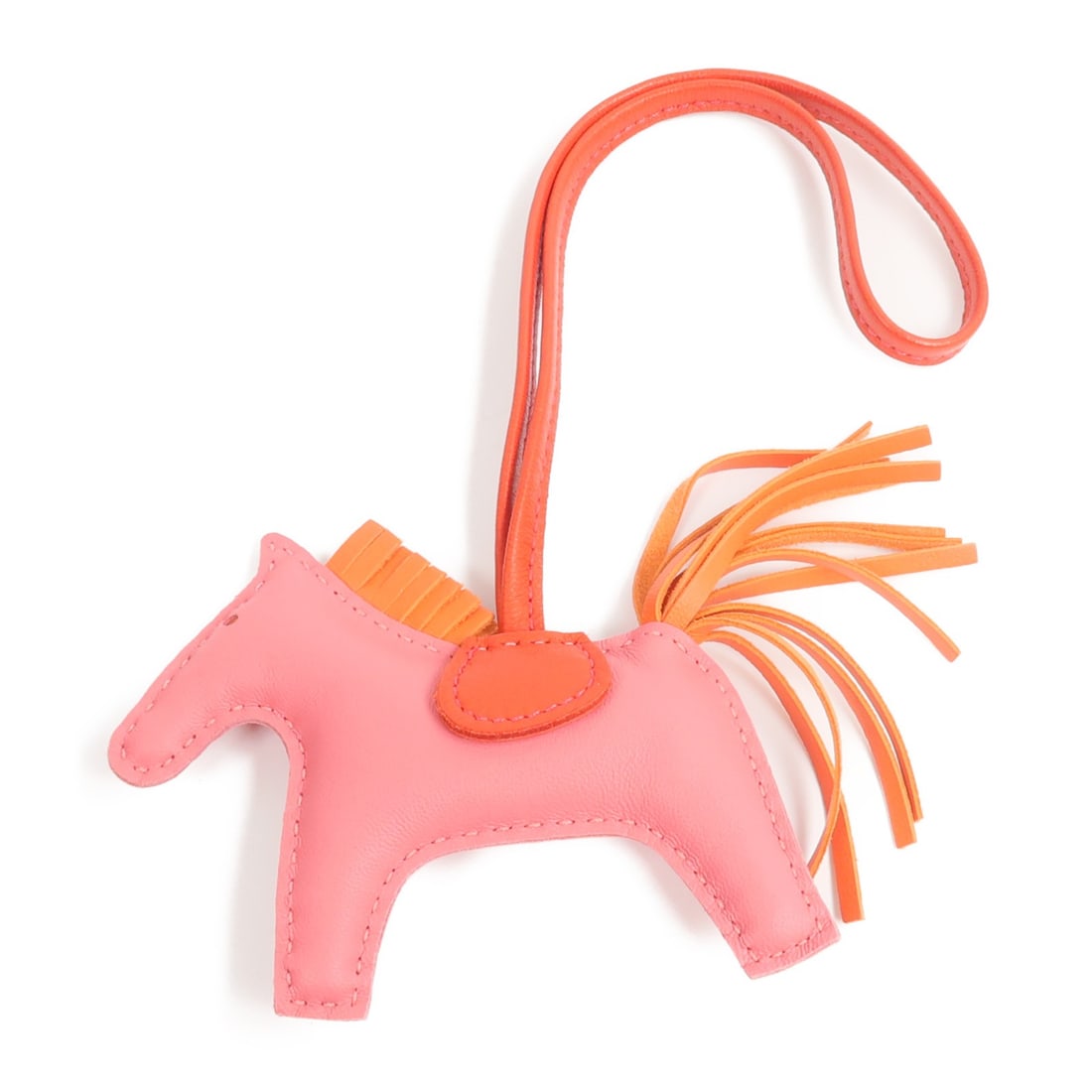 HERMES Rodeo PM Lambskin Bag Charm Rouge Indien Rose Azalee Orange Poppy (1 of 7)