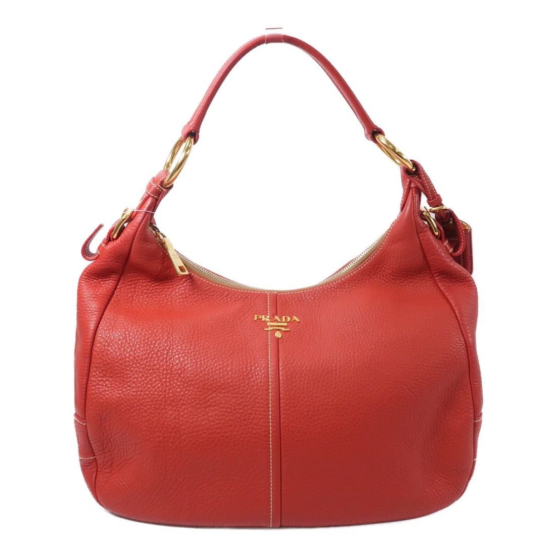 PRADA BR4373 Red Calfskin Tote Bag with Name Tag: PRADA BR4373 Red Calfskin Tote Bag with Name Tag Prada BR4373 tote bag in red calfskin leather with a structured silhouette and interior storage for everyday essentials. This women's tote features an 