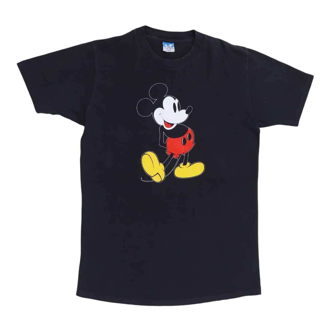 Disney Mickey Mouse Black Cotton Vintage Shirt XL 1980s: Disney Mickey Mouse Black Cotton Vintage Shirt XL 1980s Authentic vintage 1980s Disney Mickey Mouse shirt in black cotton. This original vintage piece is not a modern reproduction and features no back