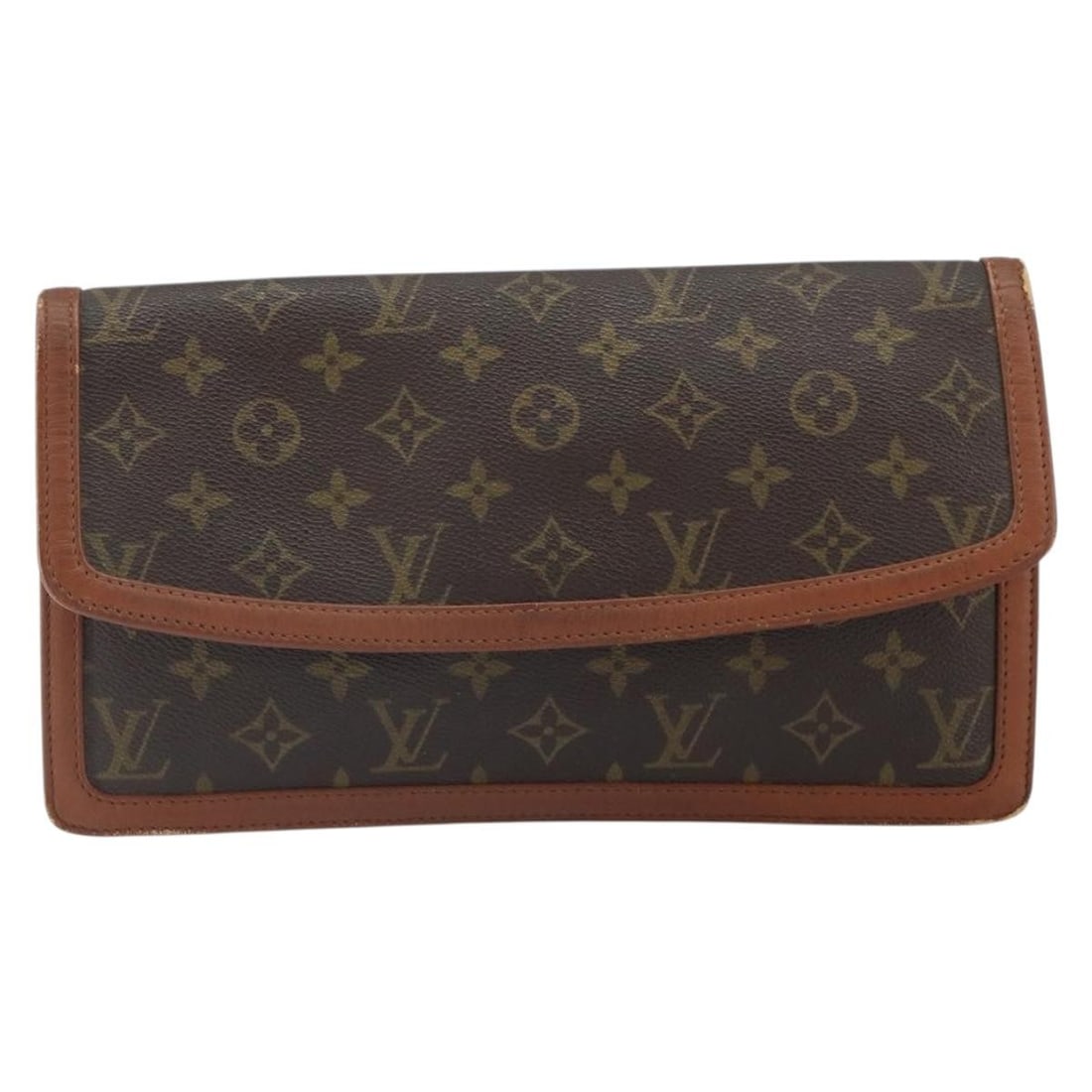 Louis Vuitton Dame Pochette Brown Monogram Canvas Clutch: Louis Vuitton Dame Pochette Brown Monogram Canvas Clutch Louis Vuitton Dame Pochette in brown canvas, made in France. This female model is presented in good vintage condition with honest wear, includi