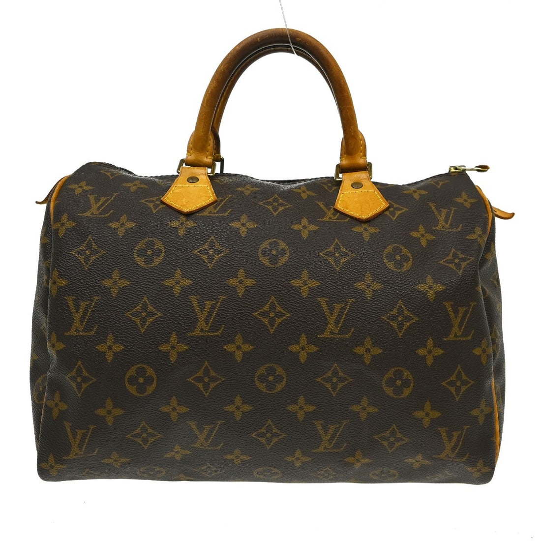 Louis Vuitton Speedy 30 Monogram Canvas Satchel M41526: Louis Vuitton Speedy 30 Monogram Canvas Satchel M41526 Vintage Louis Vuitton Speedy 30 handbag in Monogram canvas with leather handles and a zip closure. It features a brown exterior and lining, doubl