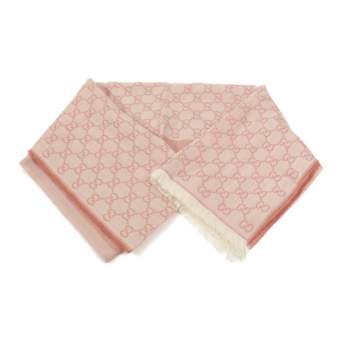 GUCCI 282390 GG Scarf Pink Silk Wool 70X195cm: GUCCI 282390 GG Scarf Pink Silk Wool 70X195cm Gucci GG scarf in pink with a wool and silk blend. Made in Italy, this women's scarf features the GG design and comes with no accessories. Condition is ve