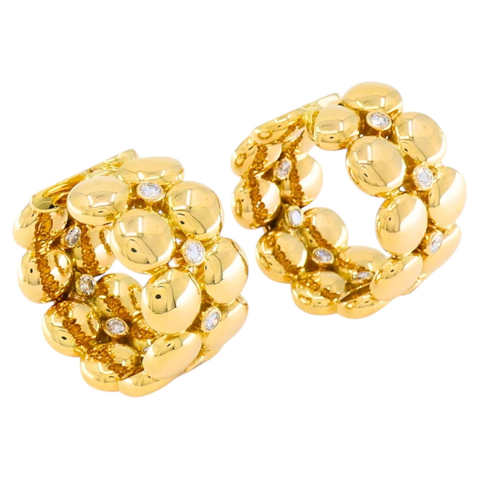 Cartier Honeymoon 18k Yellow Gold Diamond Clip On Hoop Earrings (1 of 13)