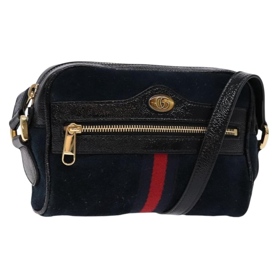 Gucci 517350 Sherry Line suede shoulder bag navy gold: Gucci 517350 Sherry Line suede shoulder bag navy gold Gucci Sherry Line shoulder bag in navy suede with gold-tone detailing. Made in Italy, this women's bag includes an adjustable shoulder strap. Cond