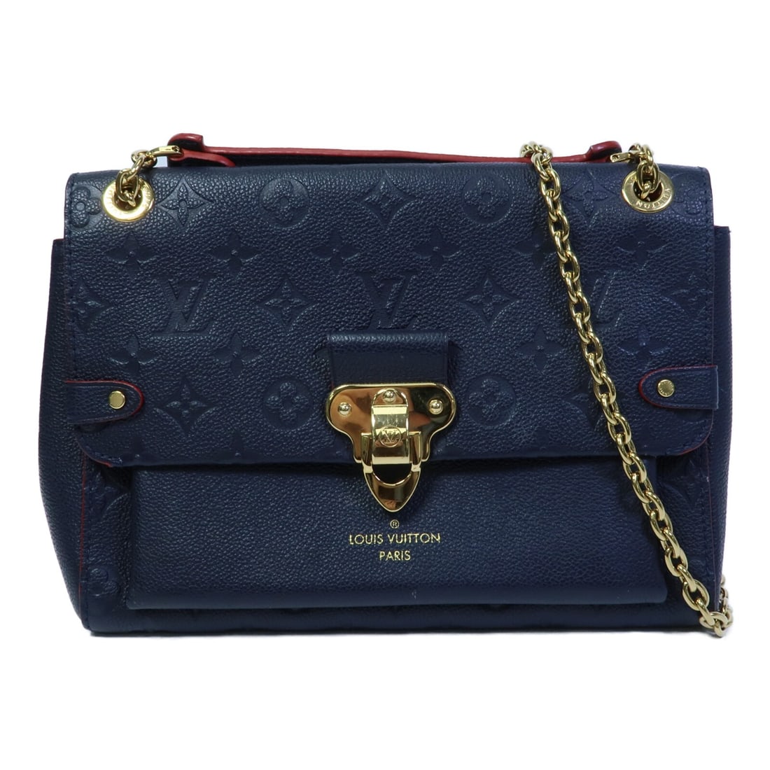 Louis Vuitton Vavin PM Shoulder Bag M52271 Monogram Empreinte Navy Red: Louis Vuitton Vavin PM Shoulder Bag M52271 Monogram Empreinte Navy Red Louis Vuitton Vavin PM shoulder bag in Monogram Empreinte calfskin with a navy and red color combination. This women's shoulder b
