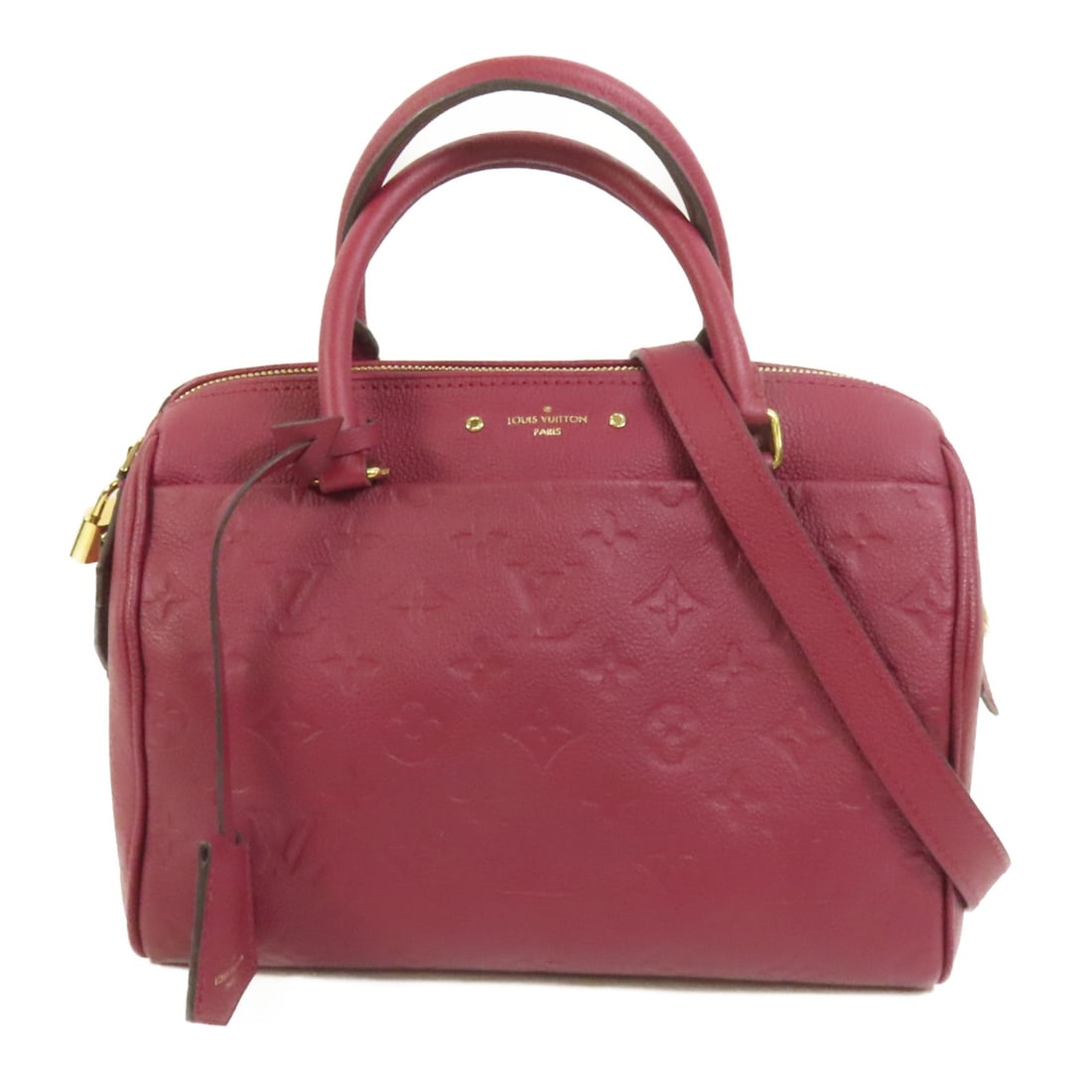 Louis Vuitton Speedy Bandouliere 25 Red Empreinte Calfskin 2 Way Bag M43262: Louis Vuitton Speedy Bandouliere 25 Red Empreinte Calfskin 2 Way Bag M43262 Louis Vuitton Speedy Bandouliere 25 2way shoulder bag in RedxRed, made from Monogram Empreinte and calfskin (cowhide). This 