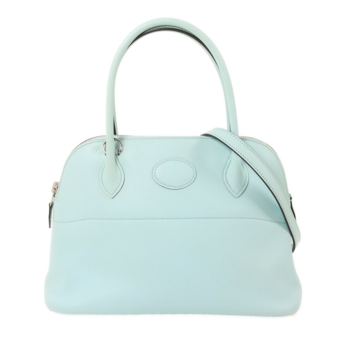 Hermes Bolide 27 Veau Swift Blue 2way Shoulder Bag PHW: Hermes Bolide 27 Veau Swift Blue 2way Shoulder Bag PHW Hermes Bolide 27 2-way shoulder bag in Bleu Zephyr Veau Swift leather. This women's bag features palladium-tone hardware, a structured silhouette
