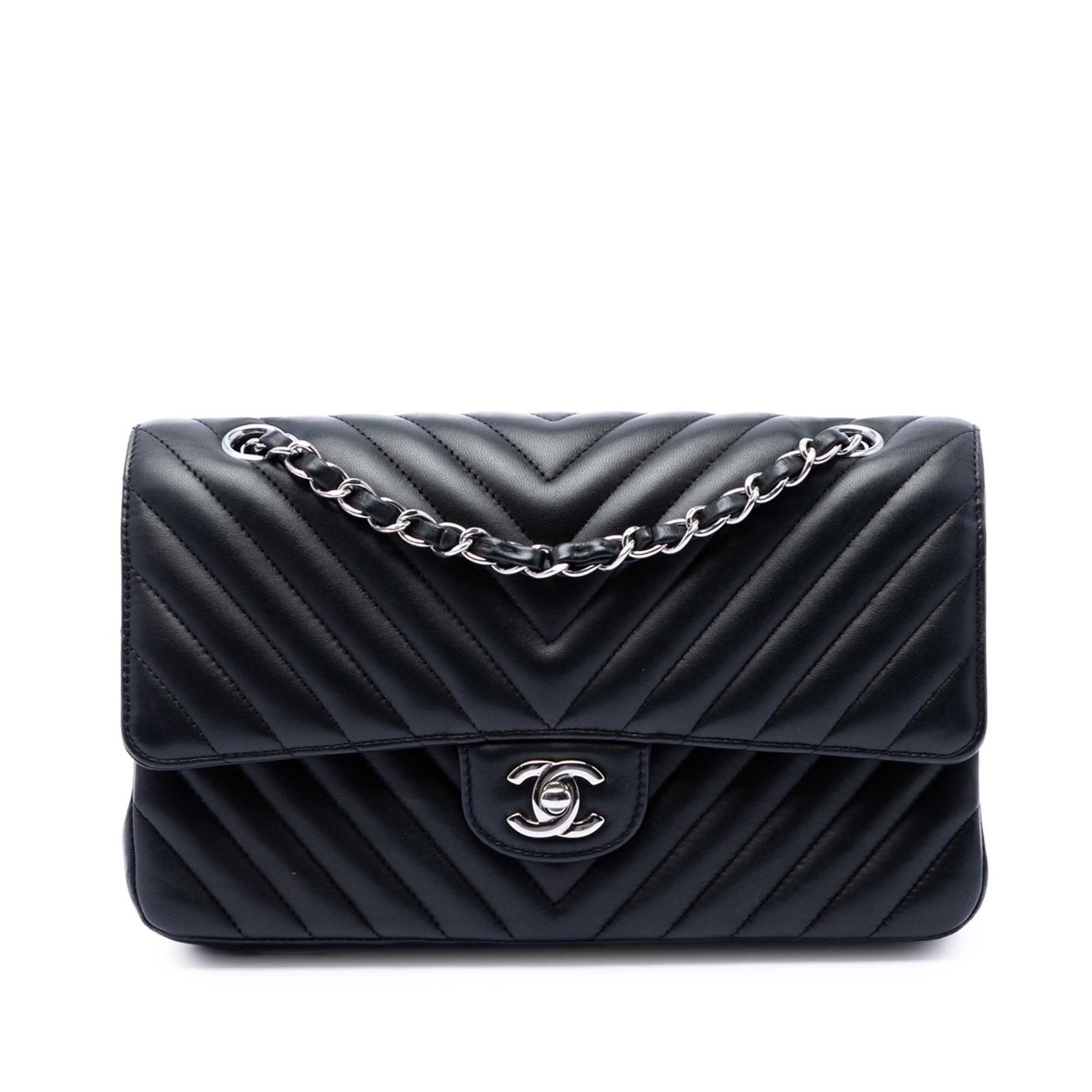 Chanel Medium Classic Chevron Double Flap Black Lambskin Shoulder Bag (1 of 7)