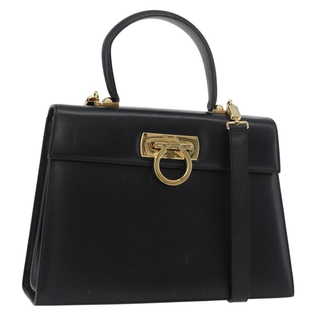 Salvatore Ferragamo Convertible Top Handle Black Leather Handbag (1 of 18)
