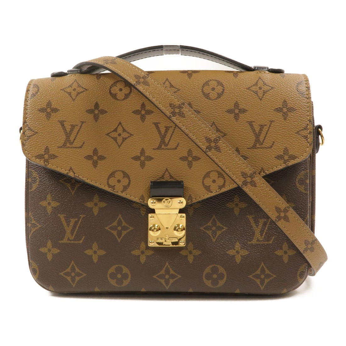 Louis Vuitton M44876 Pochette Metis Monogram Reverse 2 Way Bag: Louis Vuitton M44876 Pochette Metis Monogram Reverse 2 Way Bag Louis Vuitton Pochette Metis 2-way shoulder bag in Monogram Reverse brown. This women's bag features a structured silhouette with a flap 