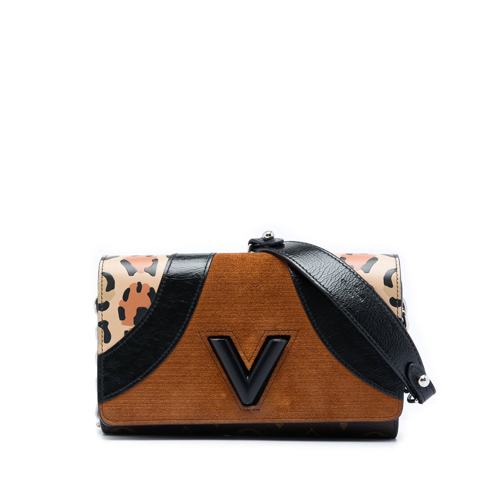 Louis Vuitton Twist Wallet on Chain Monogram Wild at Heart Brown: Louis Vuitton Twist Wallet on Chain Monogram Wild at Heart Brown Louis Vuitton Monogram Wild at Heart Twist Wallet on Chain with a monogram canvas and printed leather body. It features a silver-tone c