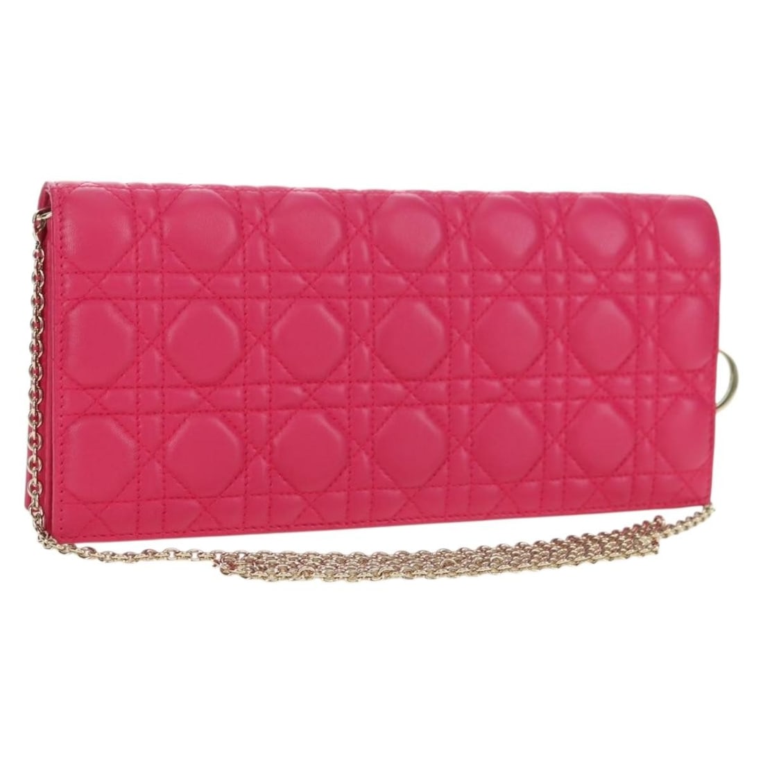 Christian Dior Lady Dior pink leather shoulder bag with charm: Christian Dior Lady Dior pink leather shoulder bag with charm Christian Dior Lady Dior chain shoulder bag in pink leather with gold-tone accents. Made in Italy, this women's shoulder bag includes a ch
