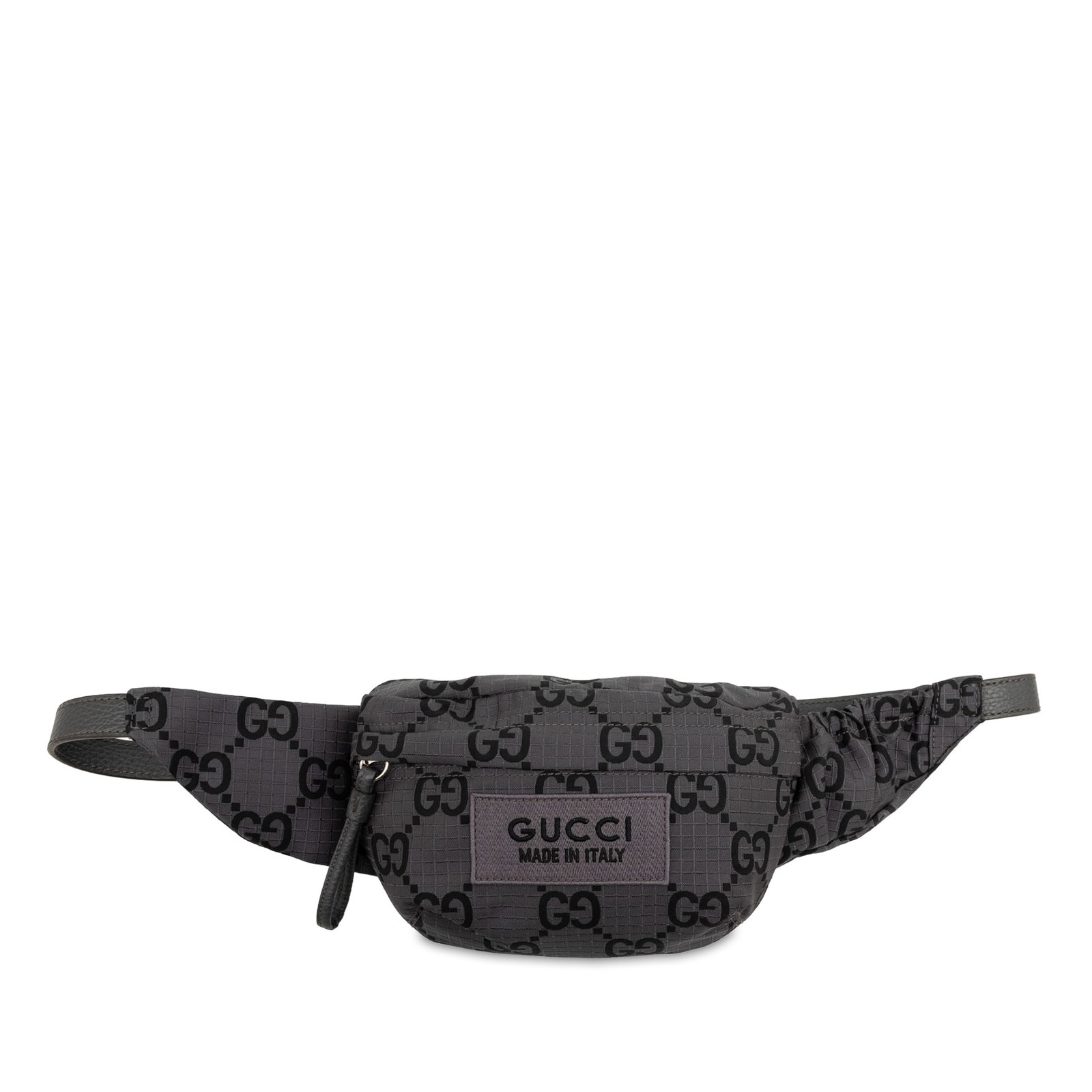 Gucci GG Ripstop Nylon Waist Bag Gray: Gucci GG Ripstop Nylon Waist Bag Gray Gucci GG Nylon Ripstop Belt Bag in gray, featuring a nylon body, an adjustable leather waist strap, and a front zip closure. Made in Italy and classified as a bag