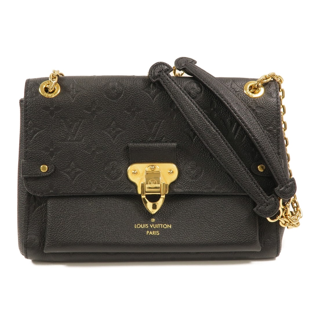 Louis Vuitton Vavin PM M44151 Monogram Empreinte Shoulder Bag Black: Louis Vuitton Vavin PM M44151 Monogram Empreinte Shoulder Bag Black Louis Vuitton Vavin PM shoulder bag in black Monogram Empreinte and calfskin. This women's bag features a structured shoulder bag si
