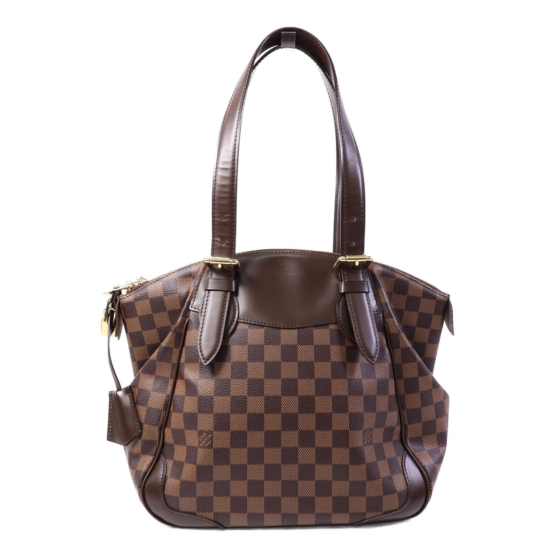 Louis Vuitton Verona MM N41118 Damier Brown Shoulder Bag: Louis Vuitton Verona MM N41118 Damier Brown Shoulder Bag Louis Vuitton Verona MM shoulder bag in brown Damier x PVC coated canvas. It features a detachable shoulder strap, a fastener closure, two open