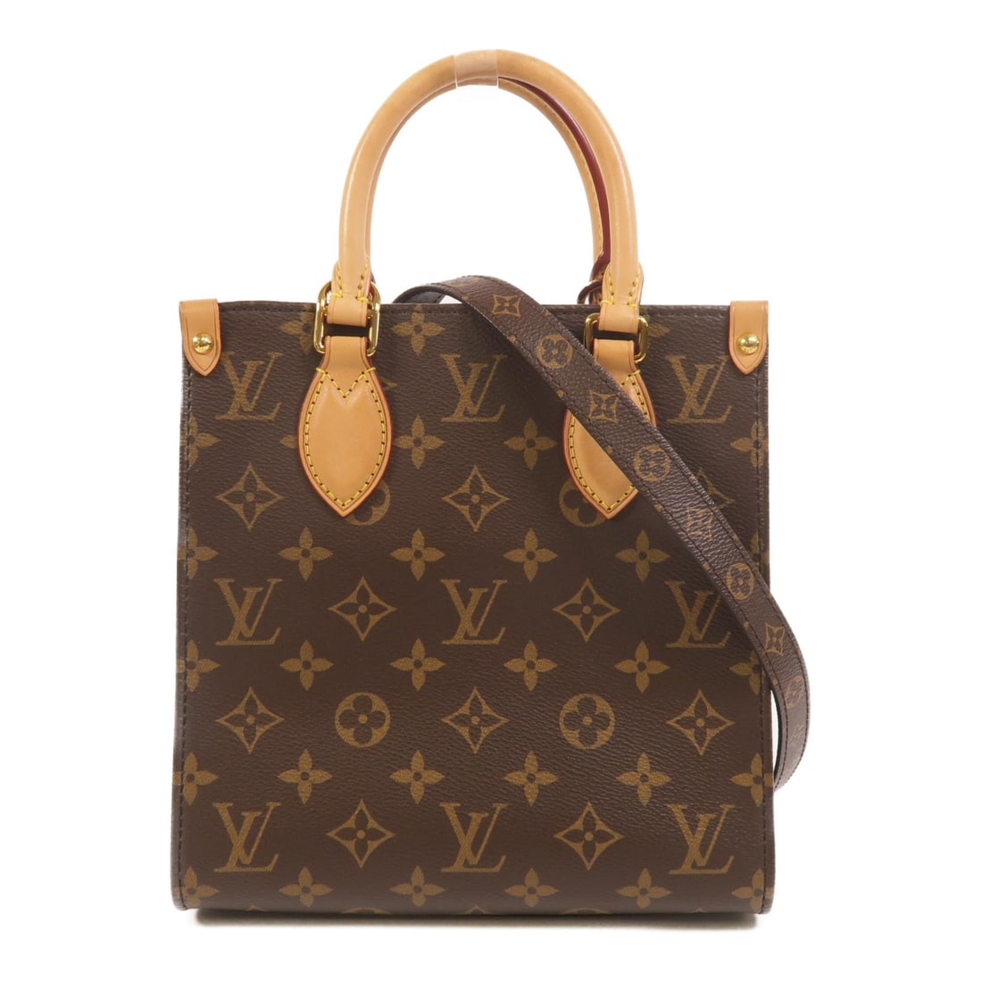 Louis Vuitton Sac Plat BB Monogram 2 Way Bag M46265: Louis Vuitton Sac Plat BB Monogram 2 Way Bag M46265 Louis Vuitton Sac Plat BB 2-way shoulder bag in brown Monogram PVC coated canvas. This women's bag features dual carry options with top handles and 
