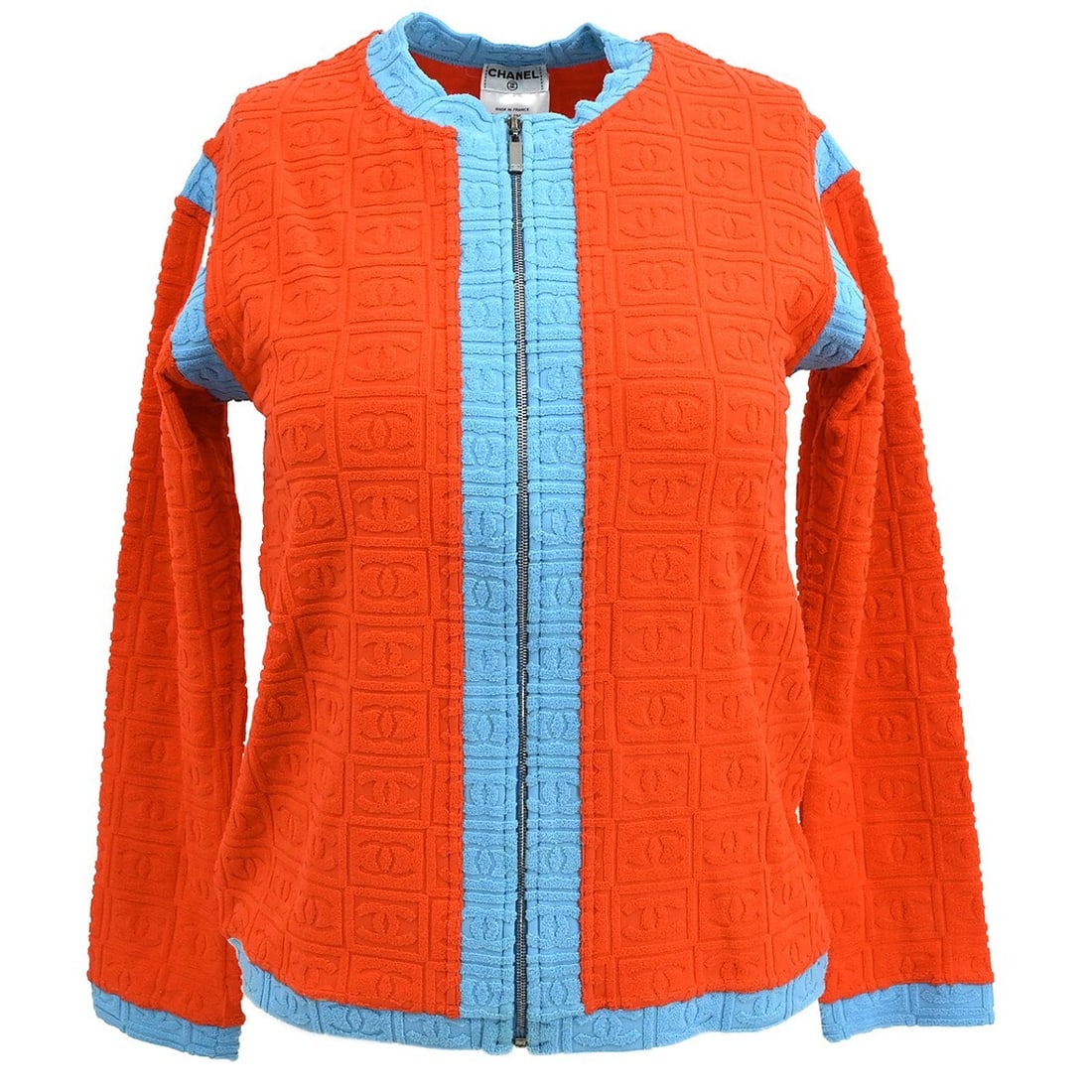 Vintage Chanel 02S Orange Nylon Spandex Zip Front Top Size 40 (1 of 11)