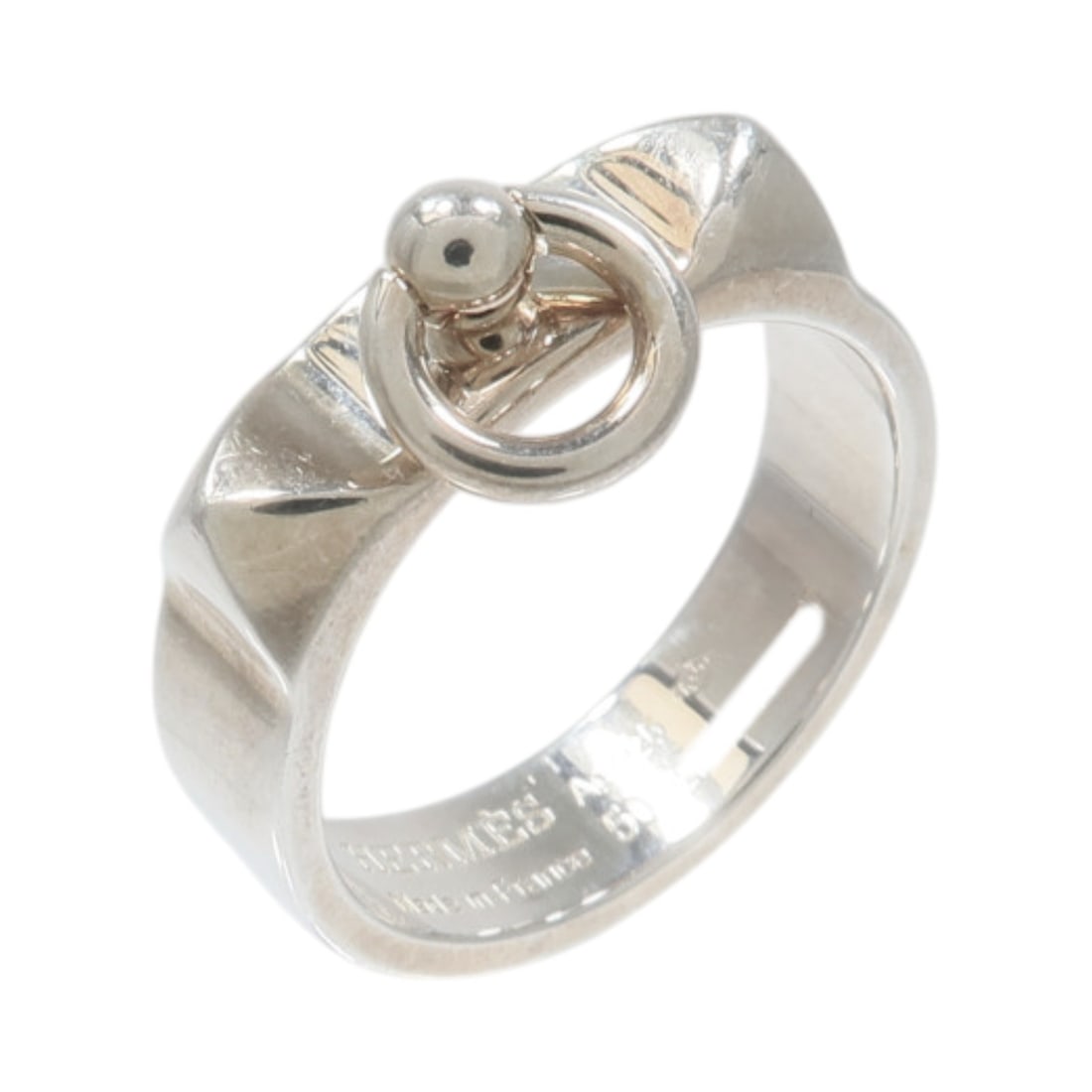 HERMES Collier De Chien Sterling Silver Ring US 5 50: HERMES Collier De Chien Sterling Silver Ring US 5 50 Hermes Collier De Chien ring in 925 sterling silver with a silver and light gold color finish. This women's ring is made in France and includes the