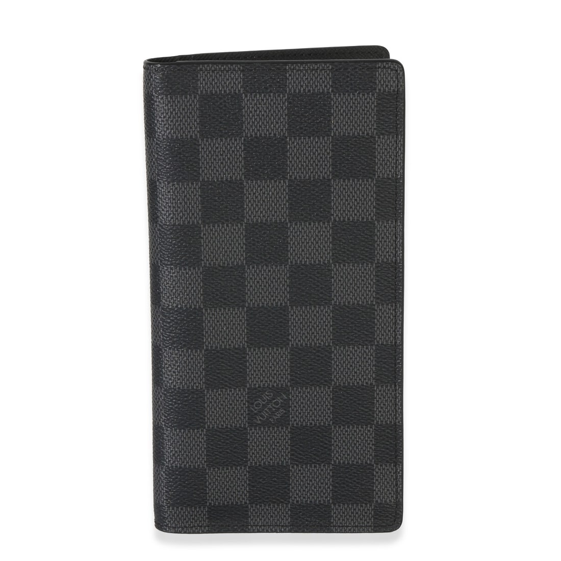 Louis Vuitton Brazza Wallet in Damier Graphite Coated Canvas: Louis Vuitton Brazza Wallet in Damier Graphite Coated Canvas Pre-owned Louis Vuitton Damier Graphite Brazza wallet in coated canvas with a black and gray finish. This unisex wallet features a leather 