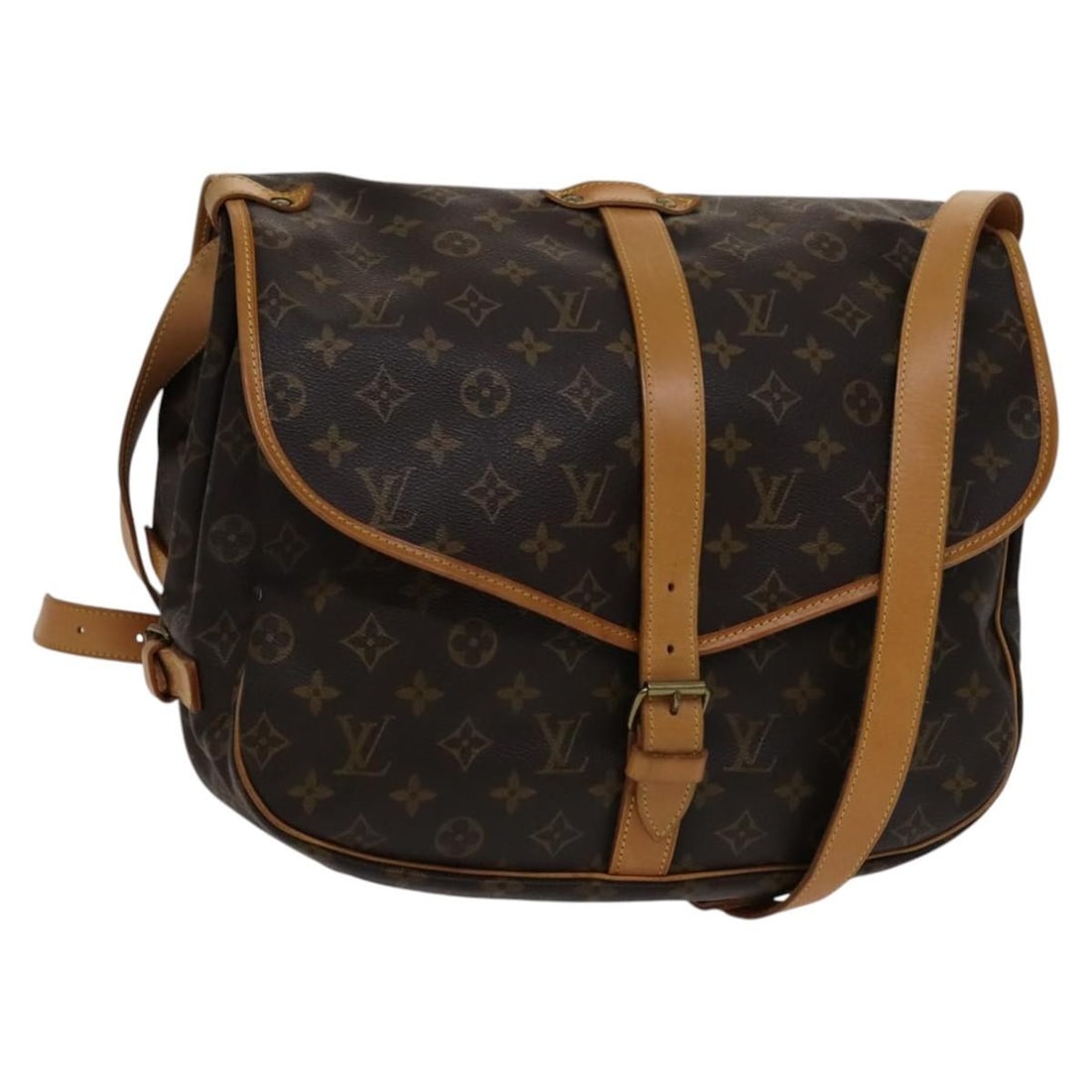 Louis Vuitton M42254 Saumur 35 Monogram Canvas Shoulder Bag: Louis Vuitton M42254 Saumur 35 Monogram Canvas Shoulder Bag Authentic Louis Vuitton Saumur 35 shoulder bag in Monogram canvas with an adjustable shoulder strap and included dust bag. Made in France, t