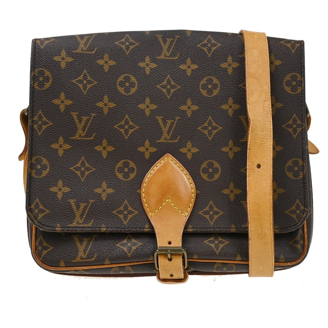 Louis Vuitton Cartouchiere GM Monogram Canvas Crossbody Shoulder Bag M51252: Louis Vuitton Cartouchiere GM Monogram Canvas Crossbody Shoulder Bag M51252 Vintage Louis Vuitton Cartouchiere GM shoulder bag in brown Monogram canvas with leather trim and an adjustable crossbody st