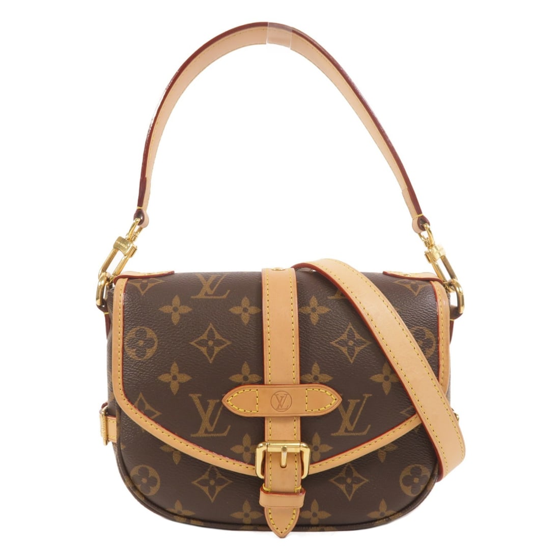 Louis Vuitton Saumur BB M46740 Monogram 2 Way Shoulder Bag: Louis Vuitton Saumur BB M46740 Monogram 2 Way Shoulder Bag Louis Vuitton Saumur BB 2-way shoulder bag in brown Monogram PVC coated canvas. This women's bag features a magnetic pocket and one exterior 