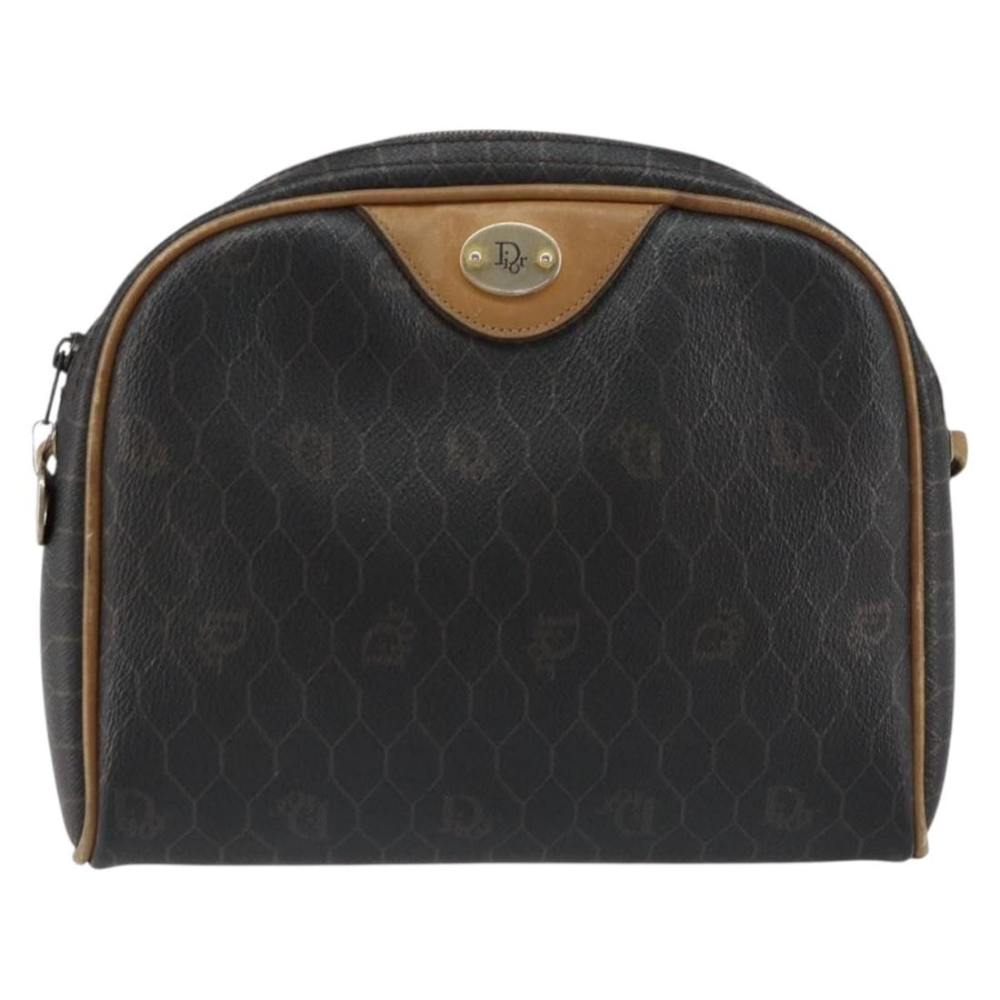 Christian Dior Vintage Honeycomb Shoulder Bag Black Canvas France: Christian Dior Vintage Honeycomb Shoulder Bag Black Canvas France Vintage Christian Dior Honeycomb bag in black canvas with leather trim. The piece is described as a female model from France, with a c