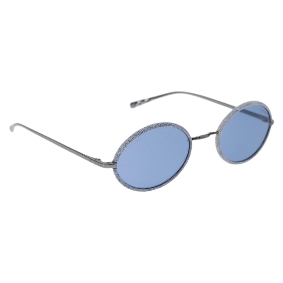 CHANEL Blue Canvas Sunglasses with Case Dust Bag Box: CHANEL Blue Canvas Sunglasses with Case Dust Bag Box Authentic CHANEL women's sunglasses in blue canvas with signature CC styling. Made in Italy, this pair includes a dust bag, item box, and sunglass 