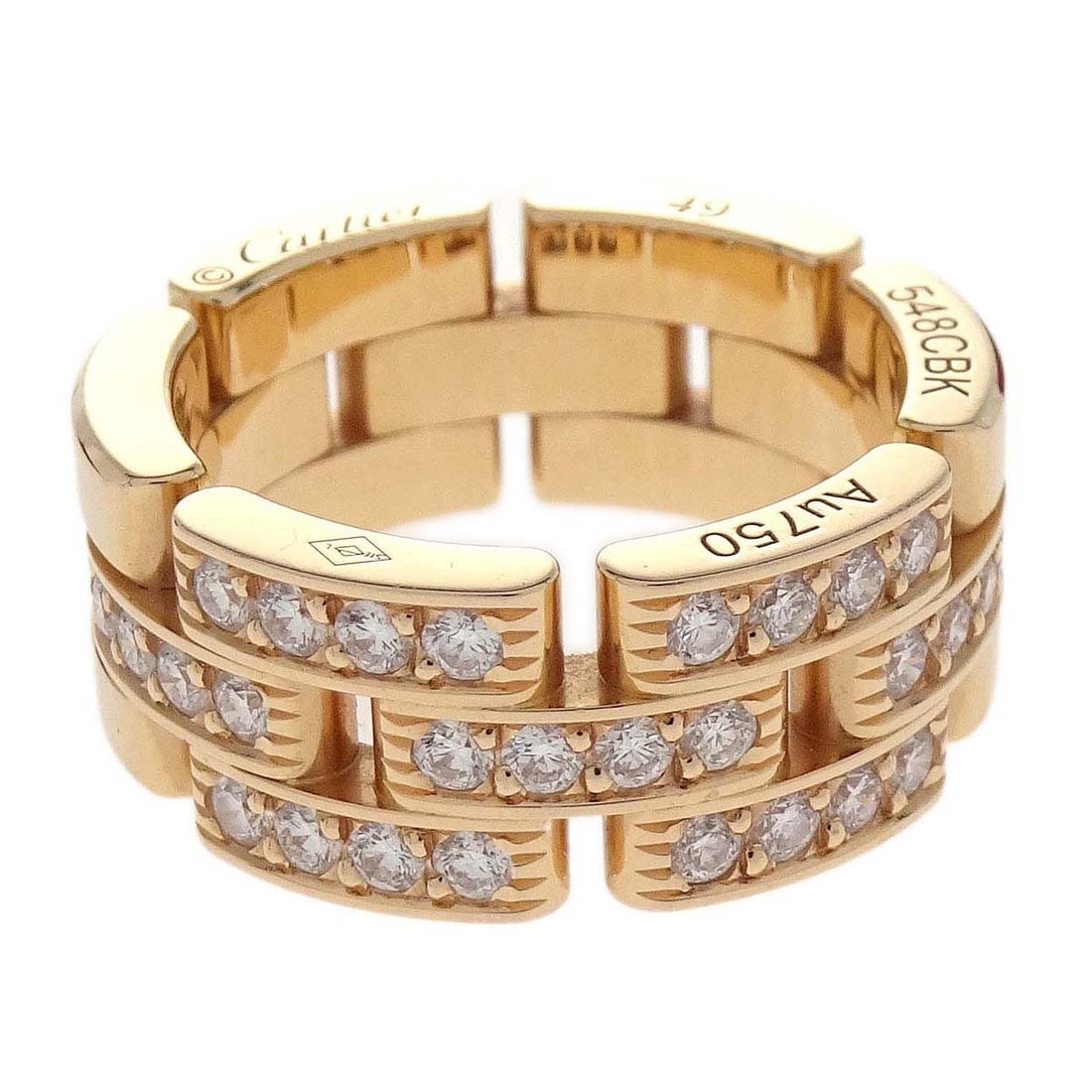 Cartier Maillon Panthere diamond ring in Au750 rose gold size #49 #48: Cartier Maillon Panthere diamond ring in Au750 rose gold size #49 #48 Vintage Cartier Maillon Panthere ring crafted in Au750 rose gold with diamond accents. This round ring is in great condition with 