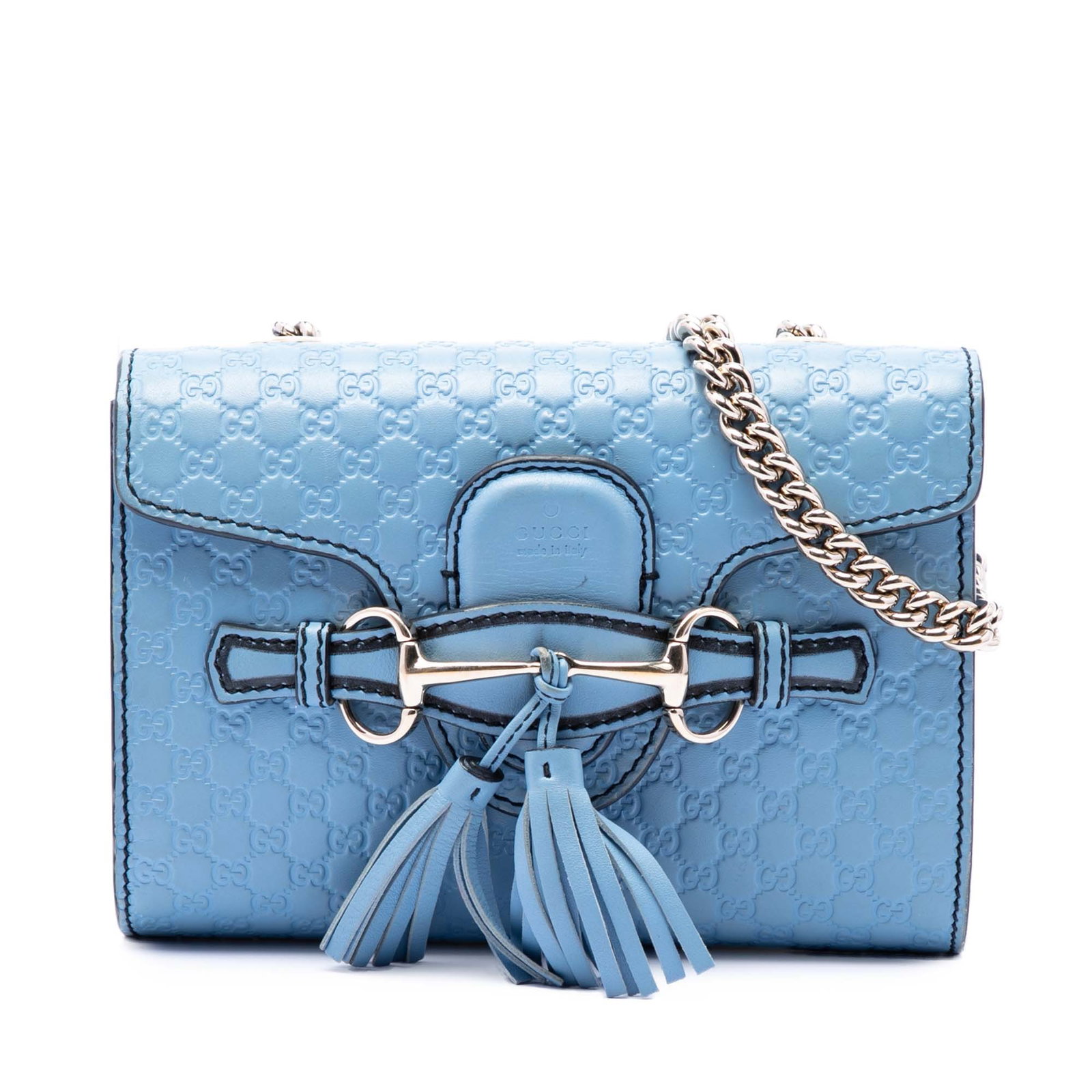 Blue Leather Crossbody Bag Gucci Mini Emily Microguccissima (1 of 6)